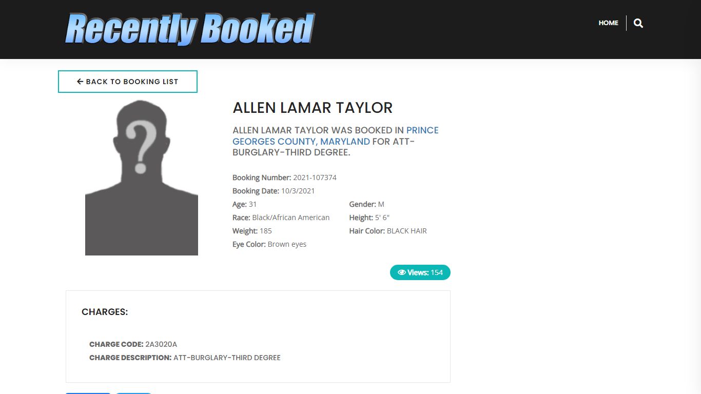 ALLEN LAMAR TAYLOR - Recently Booked